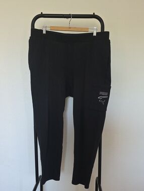 Puma Black Cargo Jogger Pants with Logo Patch